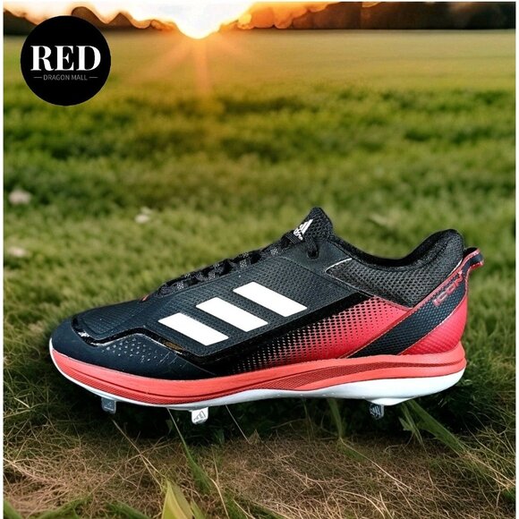 Adidas Icon 7 S23858 Black Red Metal Baseball Cleats Sneakers - Men's Size 16 - Picture 9 of 14